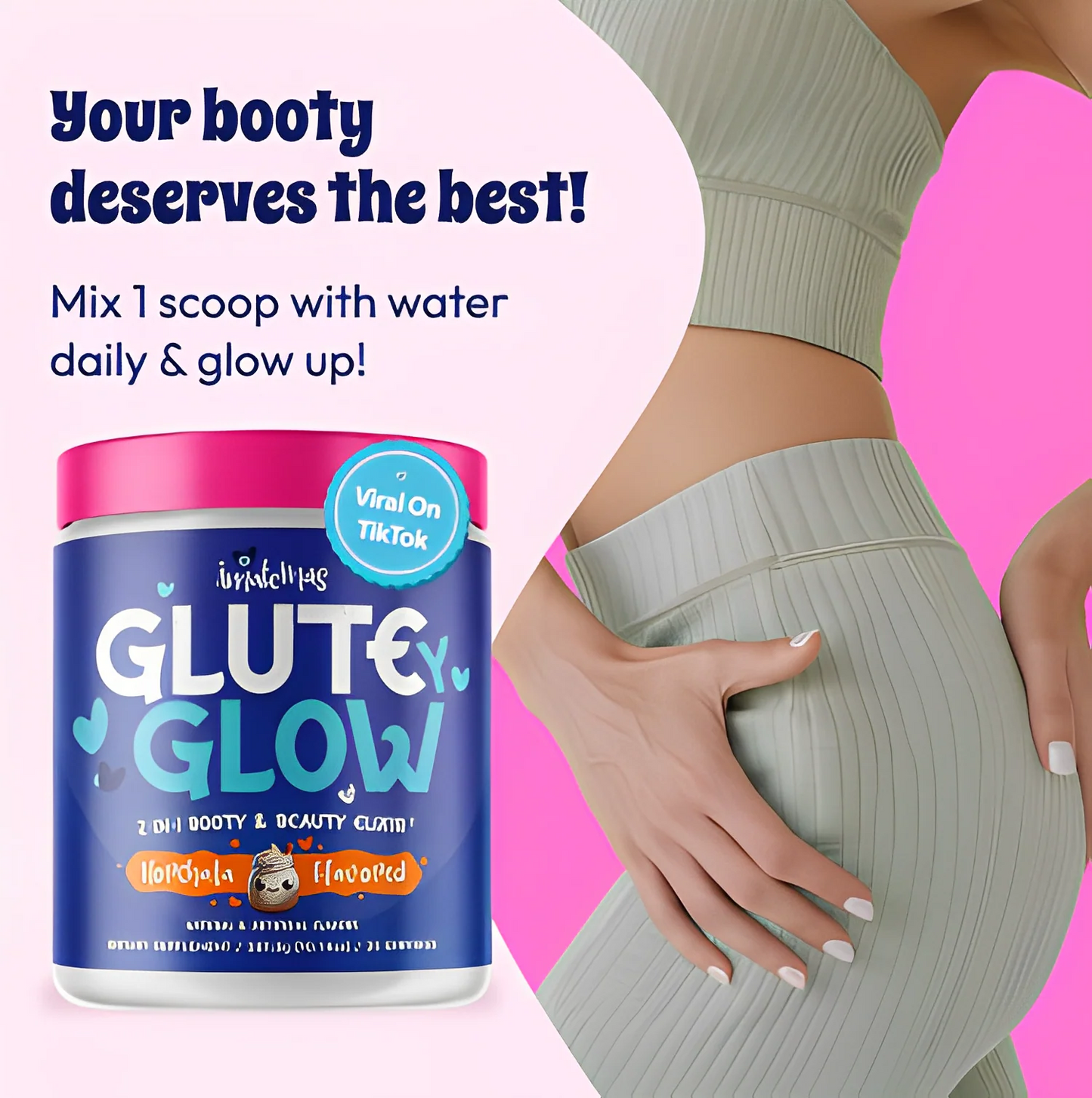 Glute Y Glow by Amatemas – Women's Creatine + Biotin Supplement for Muscle Growth, Glute Support, Hair Skin & Nails – Horchata Flavor – Energy Support – Lean Muscle – Daily Performance Blend